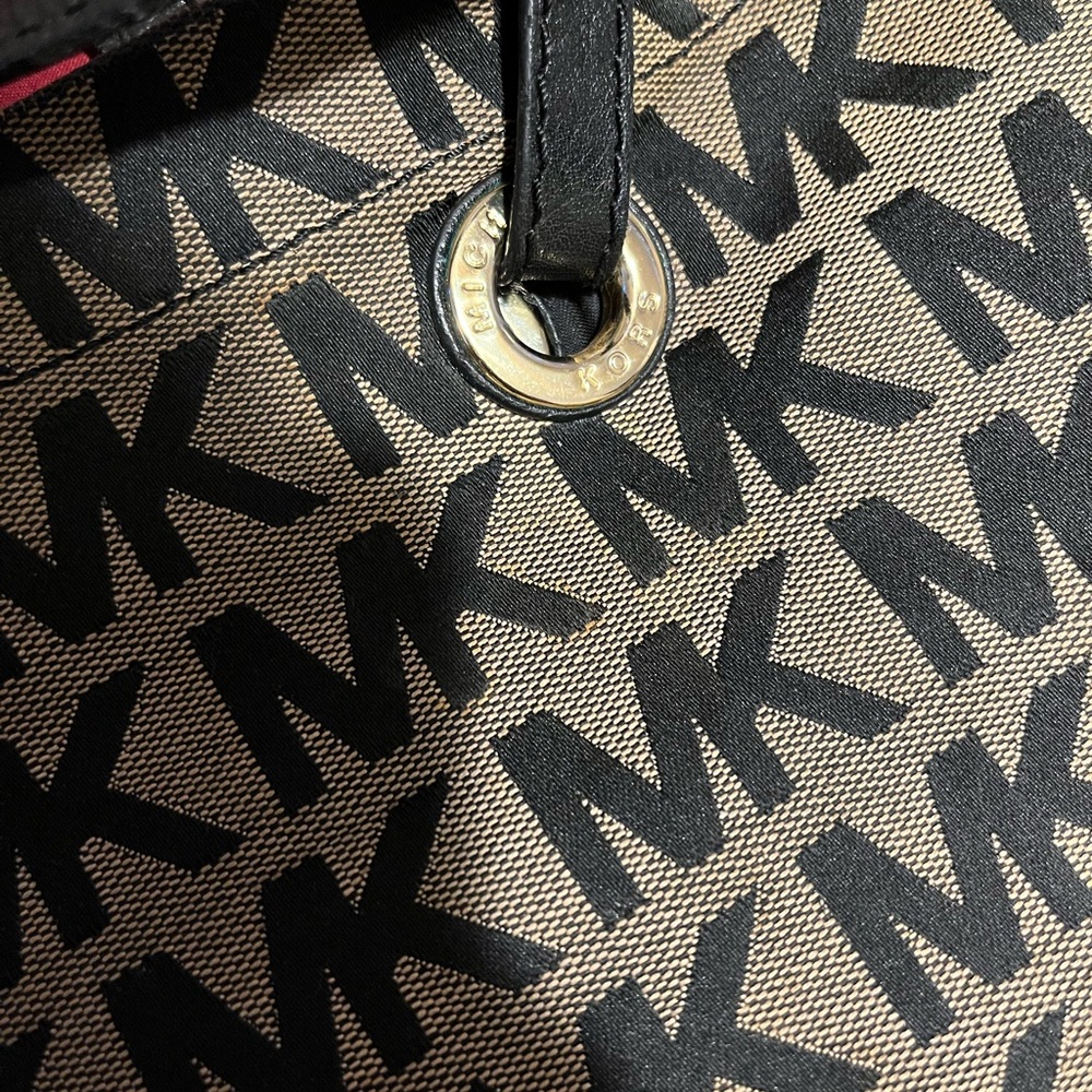 Michael Kors Black and Tan Signature Monogram Bag